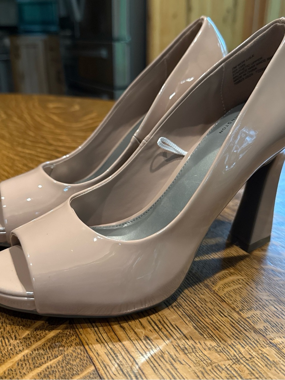 Worthington Blush Patent Peep-Toe Block Heels